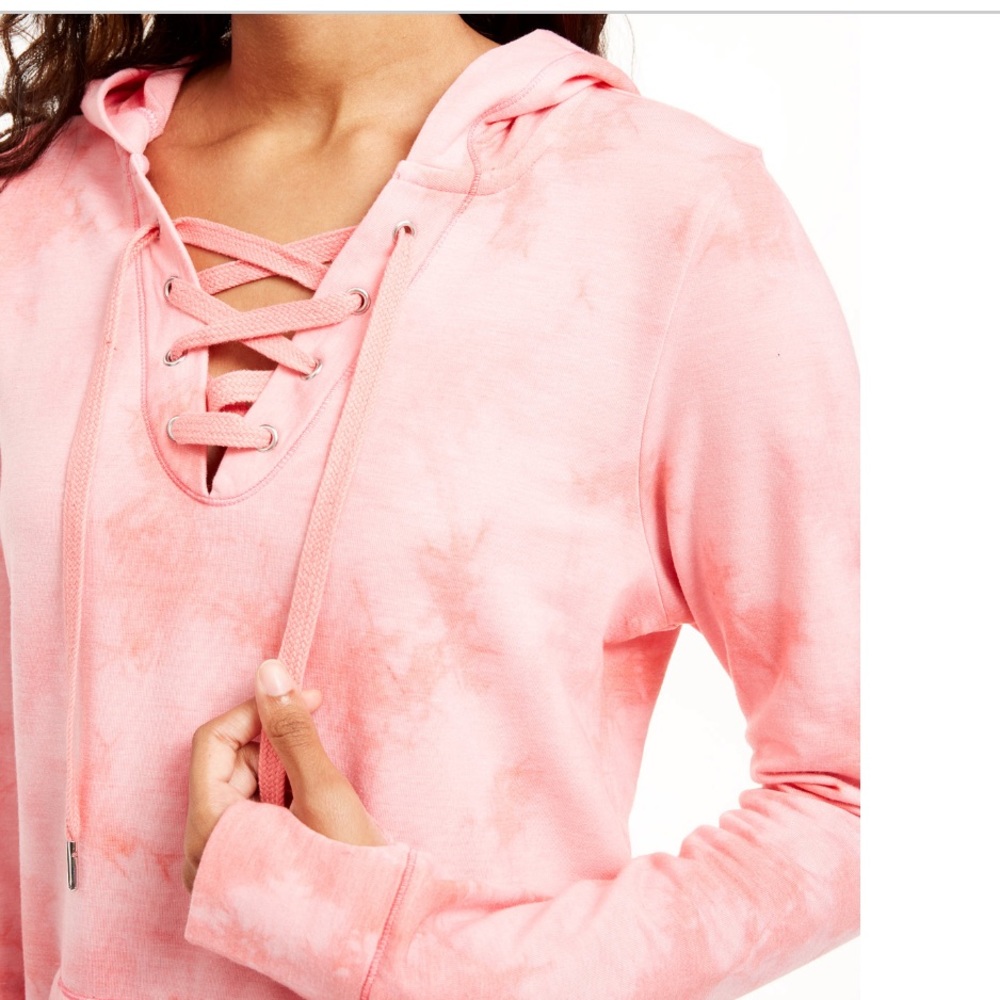 Ideology woman’s Tie Dyed Lace Up Hoodie Pink - Picture 5 of 10